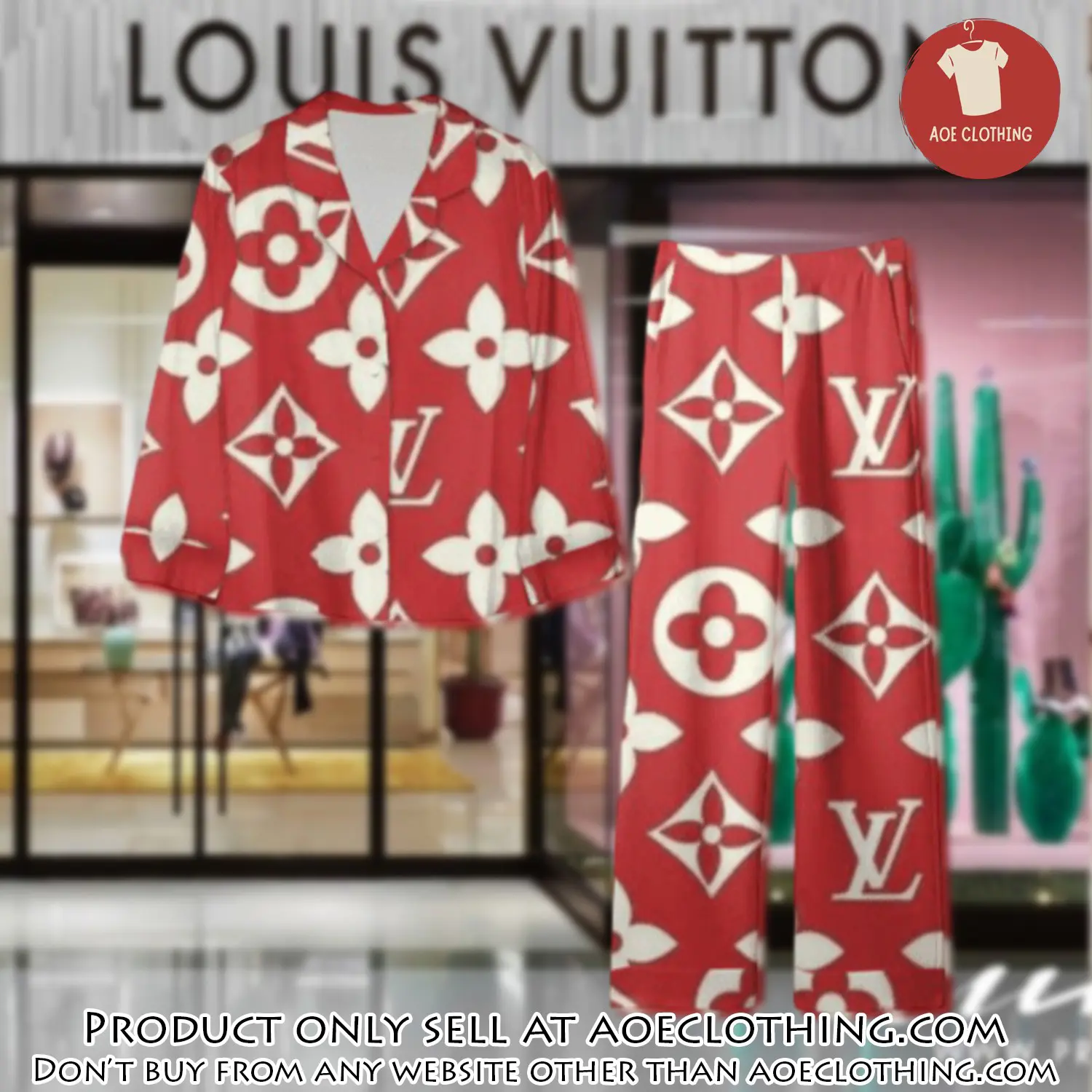 Trending luxury lv satin pajama set pjs1037 aoe2548360